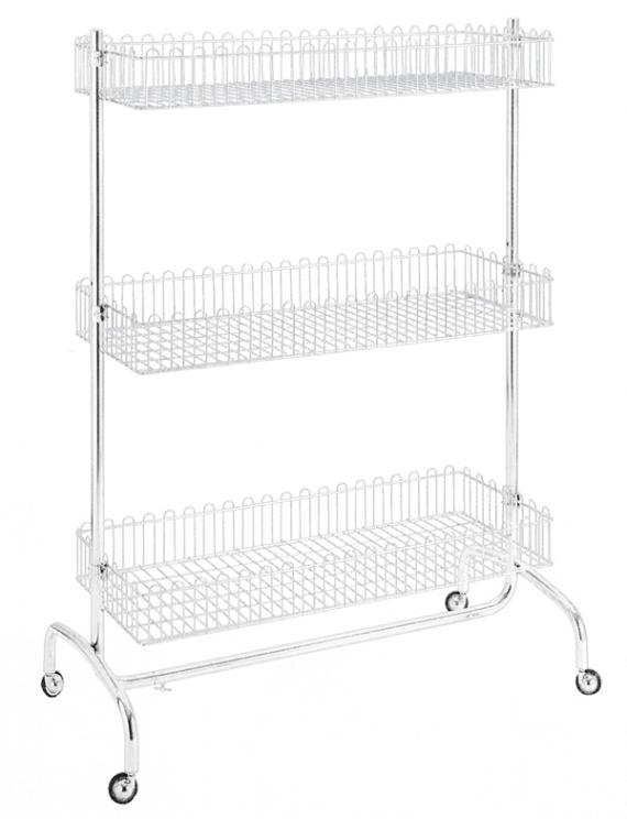 DISPLAY STAND WITH 3 CHROME-PLATED BASKETS